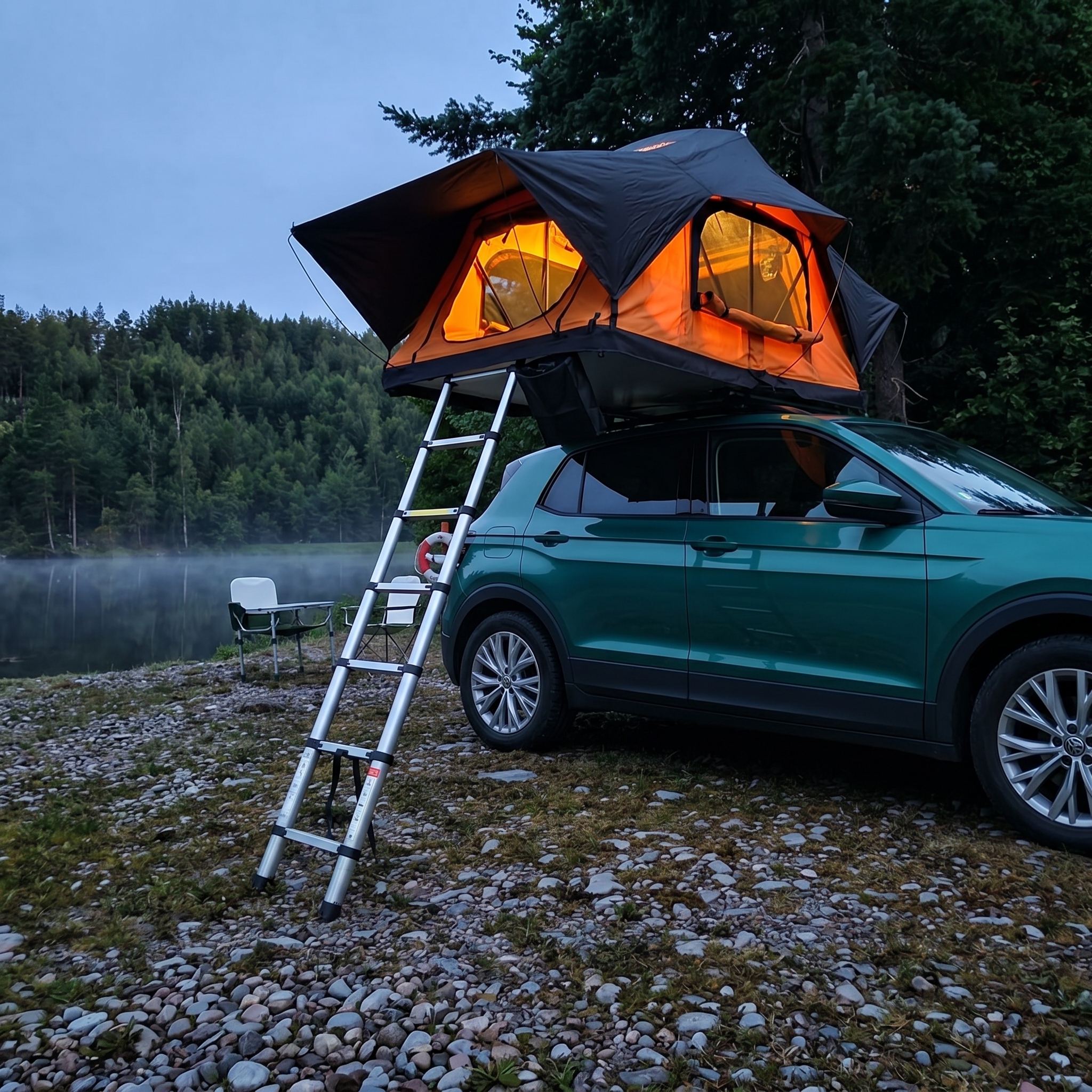 Side view of the tent